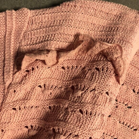 zara structured knit jacket small s m pink ruffled knitted ruffled to - Picture 7 of 11